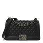 Calfskin Quilted Medium Boy Flap Black