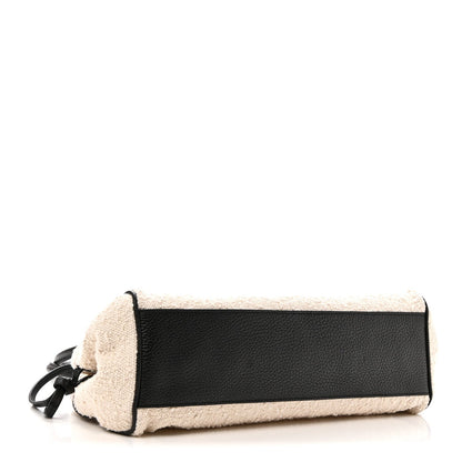 Grained Calfskin Boucle Urban Essentials Small Shopping Bag Black Ivory