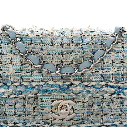 Tweed Braid Mini Flap Blue White Navy