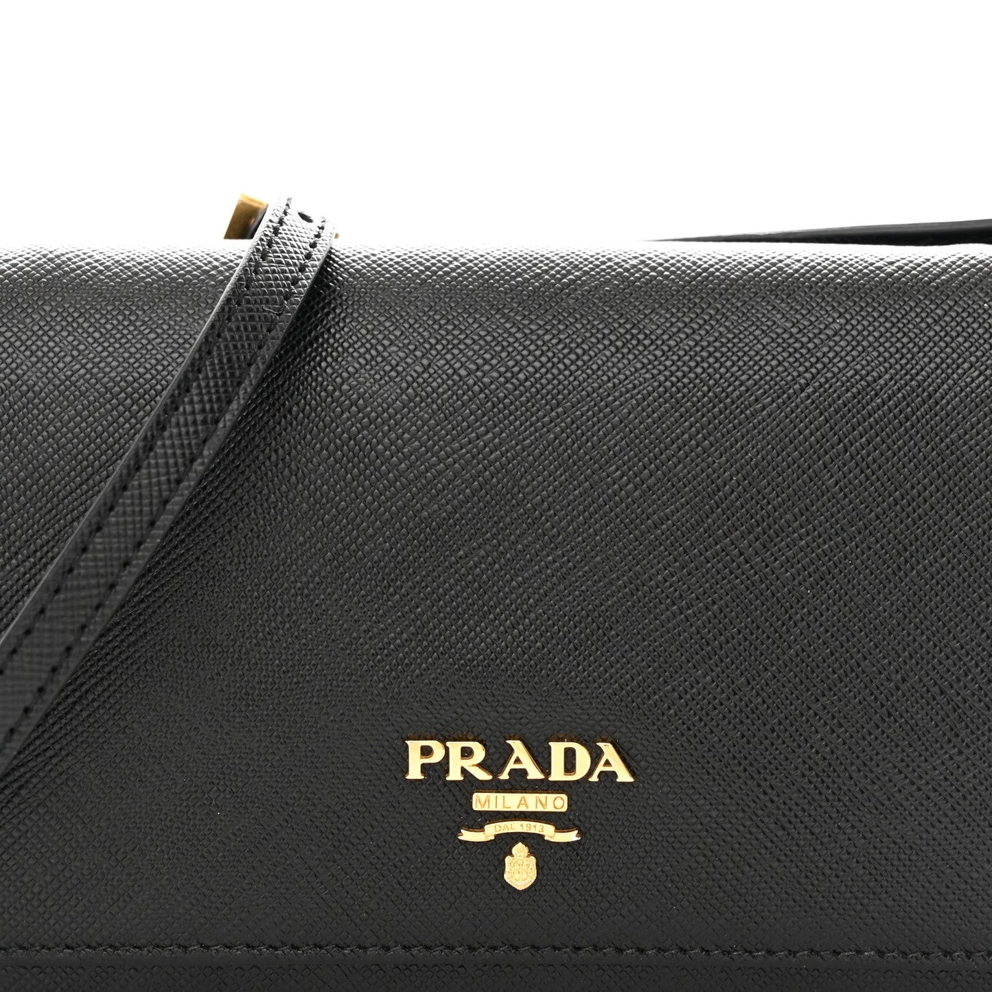 Saffiano Metal Flap Wallet With Strap Black