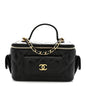 Lambskin Quilted Polly Pocket East West Top Vanity With Chain Black