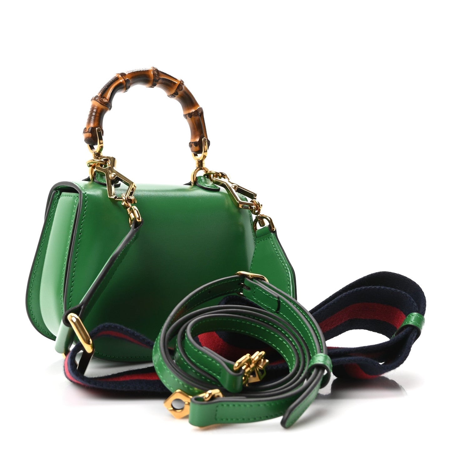 Boarded Dyana Lux Calfskin Mini Bamboo 1947 Top Handle Bag Spring Green