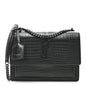 Calfskin Crocodile Embossed Medium Monochrome Monogram Sunset Black