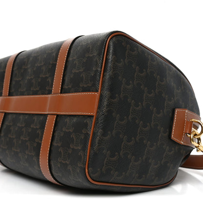 Triomphe Canvas Calfskin Boston Bag Tan