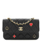 Caviar Quilted Enamel Coco Casino Flap Phone Holder With Chain Black
