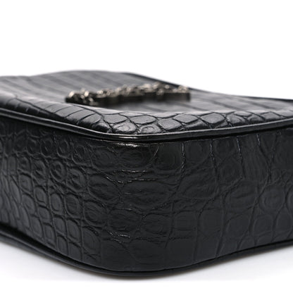 Calfskin Crocodile Embossed Monogram Lou Camera Bag Black