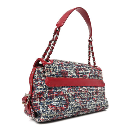 Tweed Lambskin Flap Blue Red