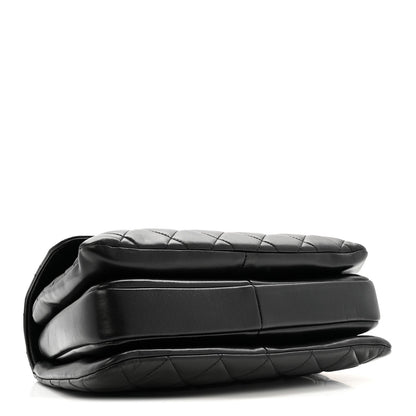 Lambskin Quilted Medium Trendy CC Flap Dual Handle Bag Black