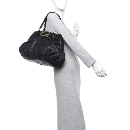 Crinkled Lambskin Mia Tote Black
