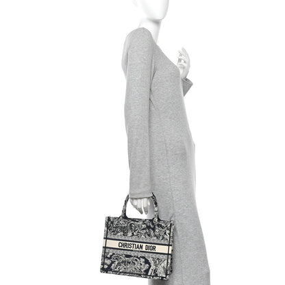 Canvas Embroidered Small Dioriviera Toile De Jouy Book Tote Blue