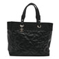 Coated Canvas Quilted Large Paris Biarritz Tote Black