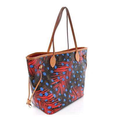 Monogram Jungle Dots Neo Neverfull MM Coquelicot Denim