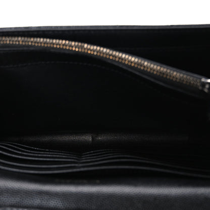 Grain De Poudre Matelasse Chevron Monogram Monochrome Envelope Chain Wallet Black