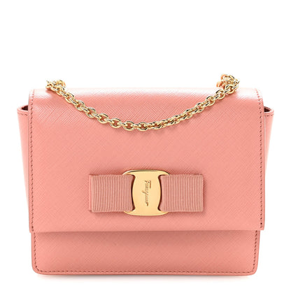 Hammered Calfskin Mini Vara Bow Crossbody Bag Pink