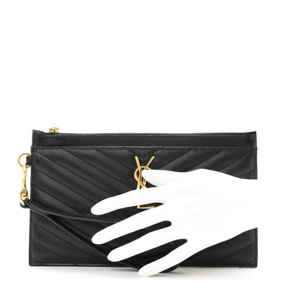 Grain De Poudre Chevron Monogram Large Bill Pouch Black