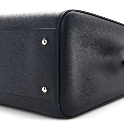 Grained Calfskin Medium Neo Executive Shopper Tote Dark Blue