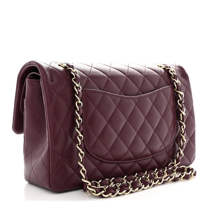 Lambskin Quilted Medium Double Flap Burgundy