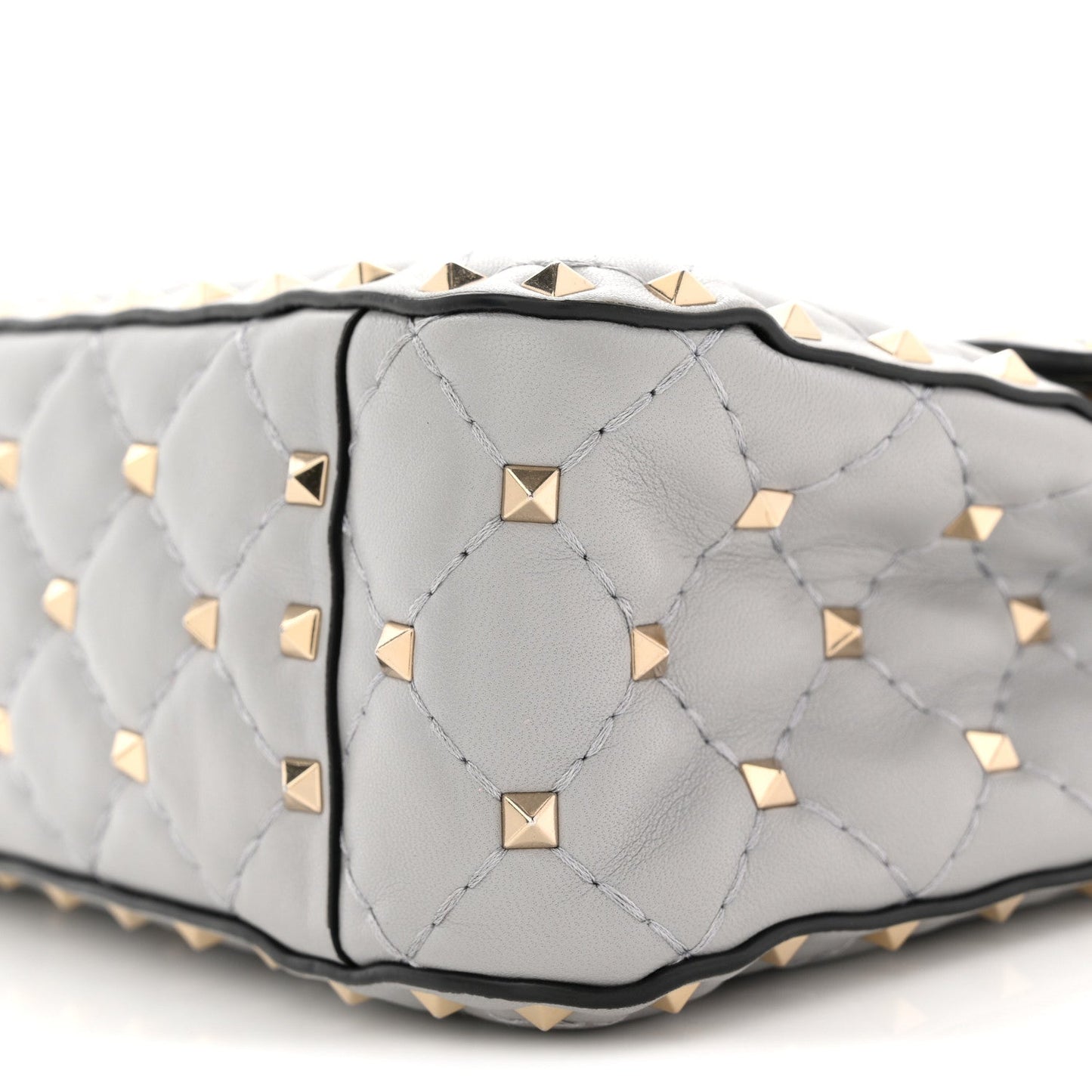 Nappa Medium Rockstud Spike Shoulder Bag Pastel Grey