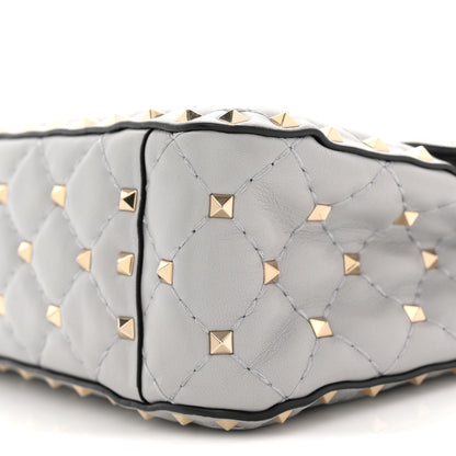 Nappa Medium Rockstud Spike Shoulder Bag Pastel Grey