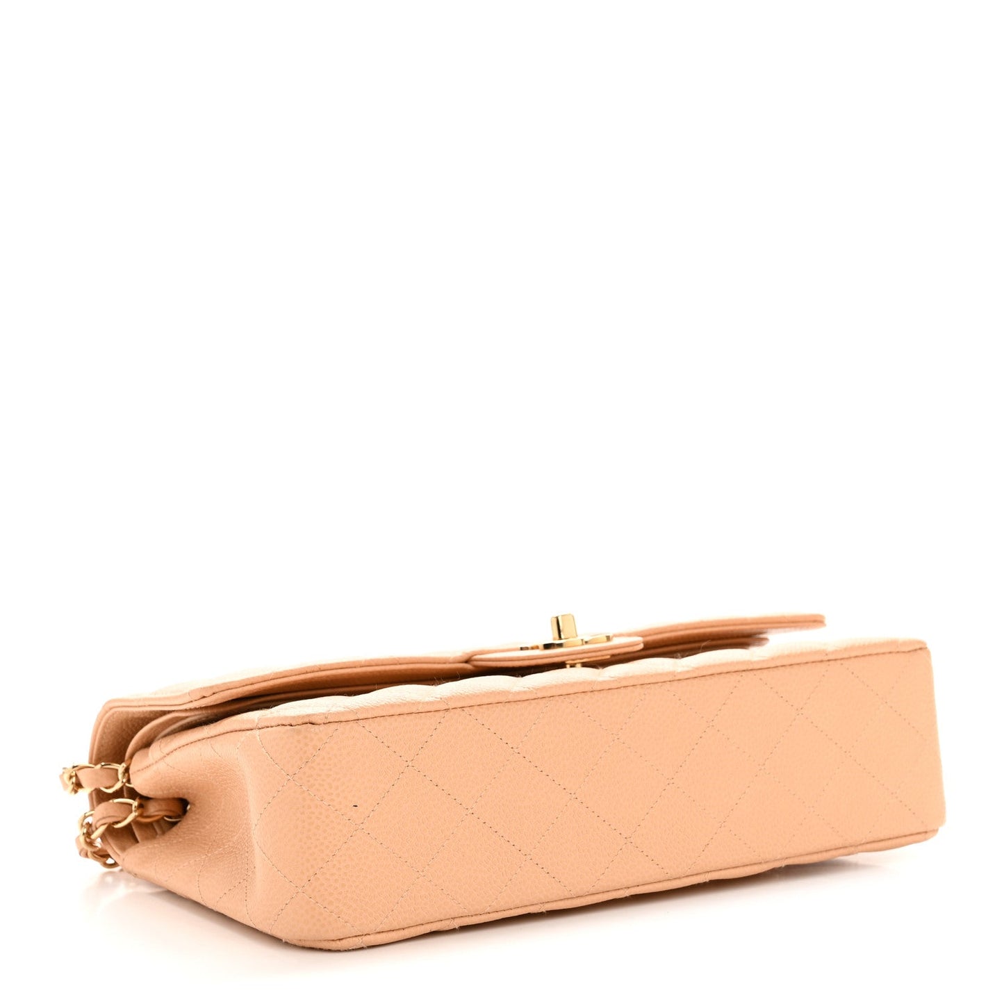 Caviar Quilted Medium Double Flap Beige Clair