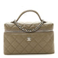 Caviar Quilted Top Handle Slim Vanity With Chain Dark Khaki