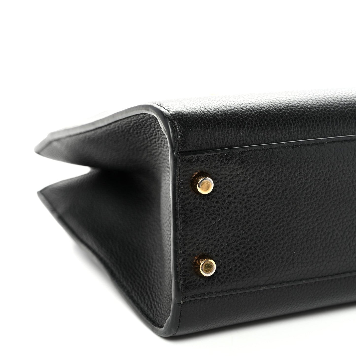 Grainy Calfskin Virtus Top Handle Tote Black