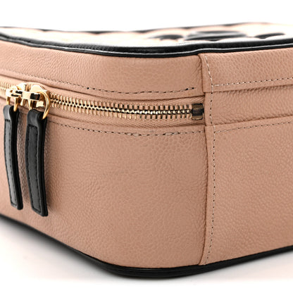 Caviar Quilted Large CC Filigree Vanity Case Beige Black