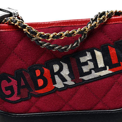 Wool Calfskin Quilted Small Gabrielle Hobo Red