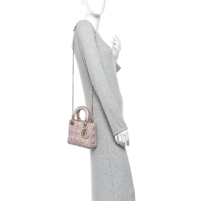 Metallic Lambskin Cannage Mini Lady Dior Lotus