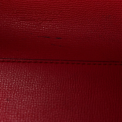 Grainy Calfskin Haymarket Check Medium Reversible Tote Red