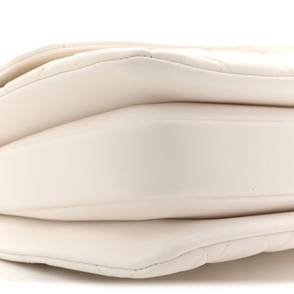 Lambskin Lacquered Quilted Small Trendy CC Dual Handle Flap Bag White