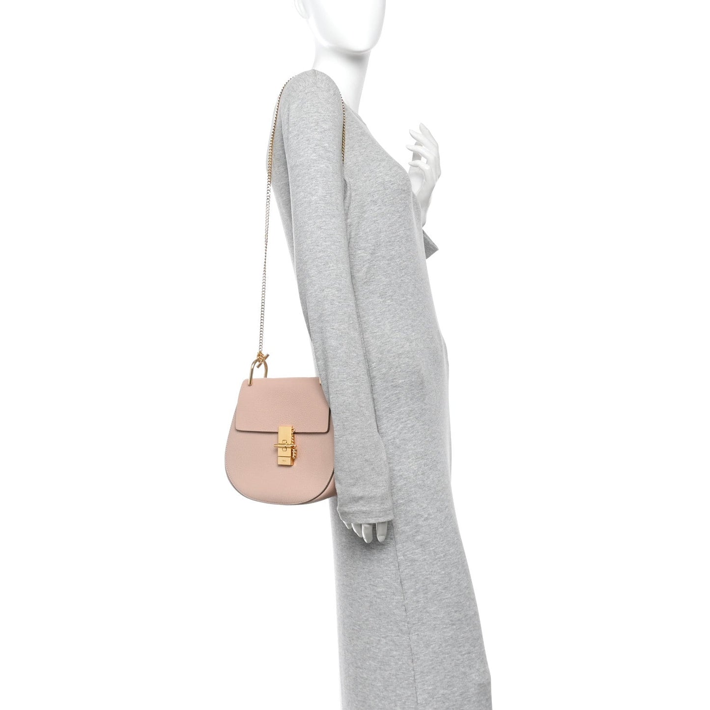 Grained Lambskin Drew Shoulder Bag Cement Pink