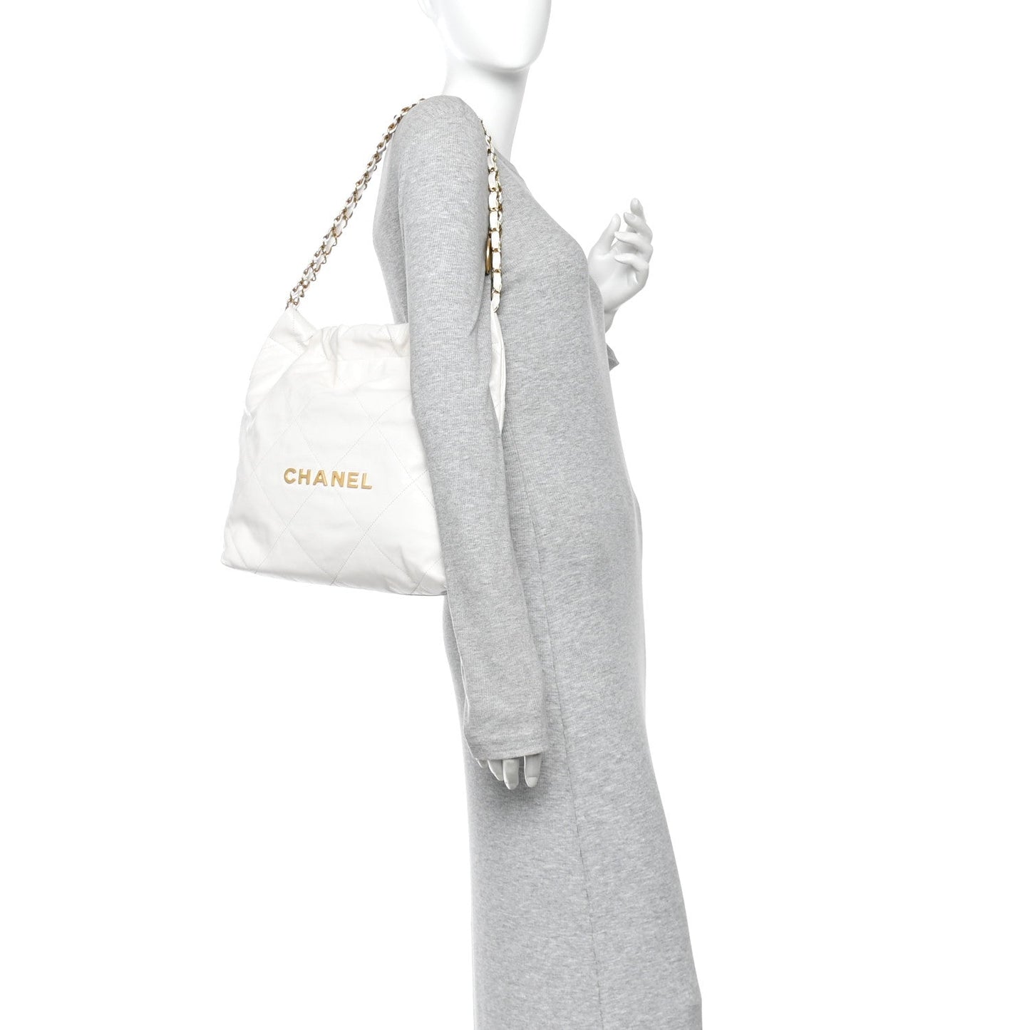Shiny Calfskin Quilted Small Chanel 22 White