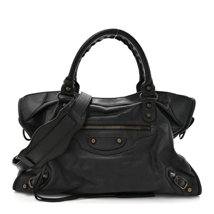 Calfskin Lizard Embossed Classic Hardware City Black