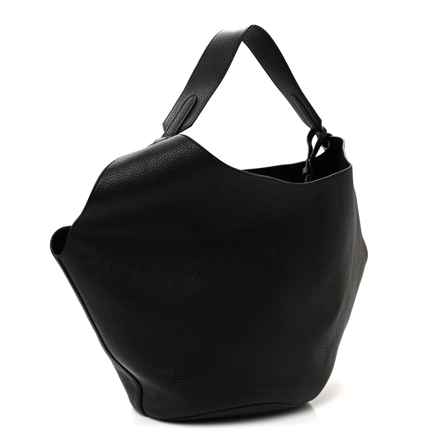 Pebbled Sport Calfskin Medium Lotus Tote Black