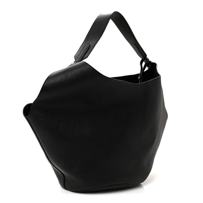 Pebbled Sport Calfskin Medium Lotus Tote Black