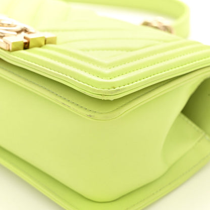 Calfskin Chevron Quilted Small Boy Flap Light Green