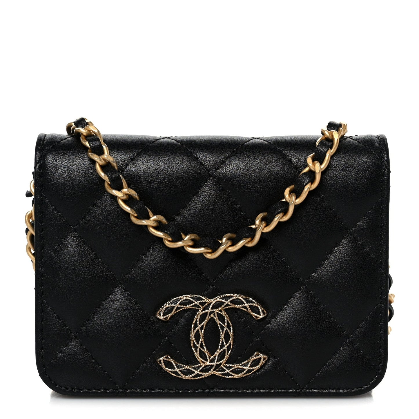 Lambskin Quilted Mini CC Flap Black