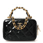 Patent Quilted Top Handle Mini Vanity Case Black