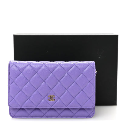 Caviar Quilted Wallet On Chain WOC Purple