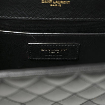 Grain De Poudre Textured Mixed Matelasse Triquilt Medium Monogram Satchel Black