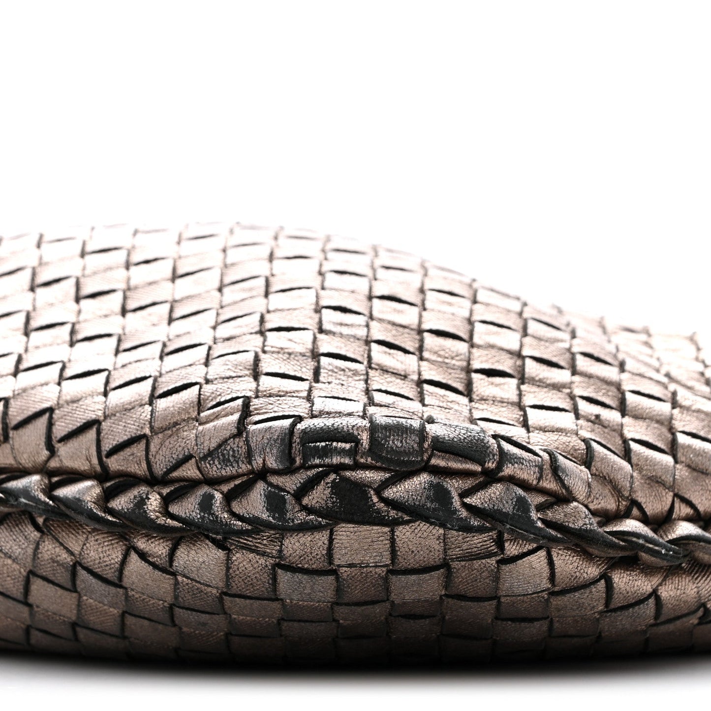 Metallic Nappa Intrecciato Medium Veneta Hobo Pewter