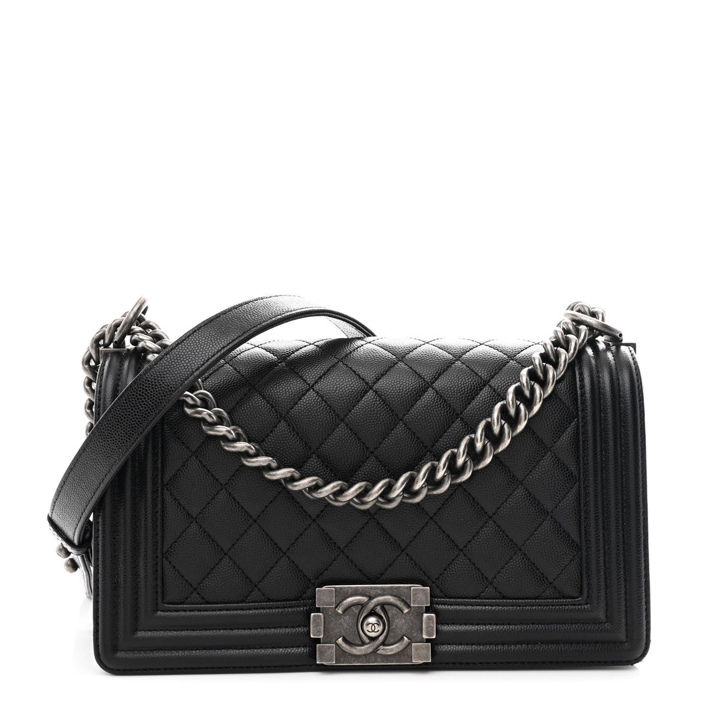 Caviar Quilted Medium Boy Flap Black