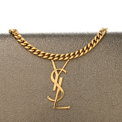 Grained Metallic Calfskin Monogram Chain Wallet Bronze
