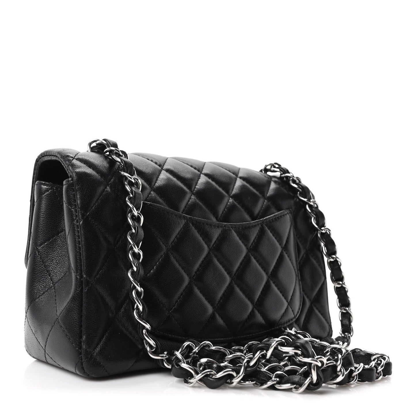 Lambskin Quilted Mini Rectangular Flap Black