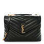 Calfskin Y Quilted Monogram Medium Loulou Chain Satchel Black