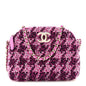 Tweed Quilted Mini Clutch With Chain Purple