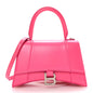 Shiny Box Calfskin Small Hourglass Top Handle Bag Acid Fuchsia