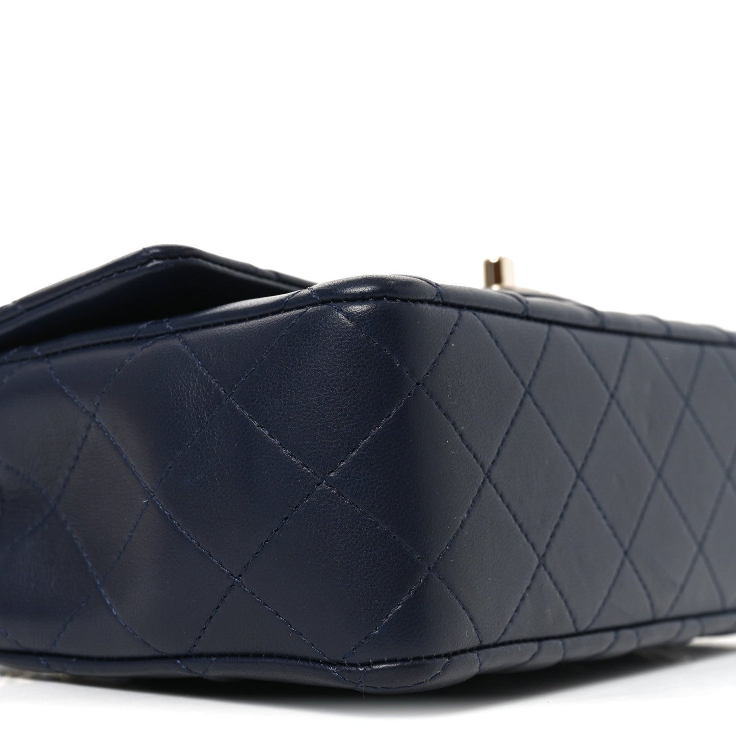 Lambskin Quilted Mini Chain Top Handle Rectangular Flap Navy