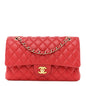 Caviar Quilted Medium Double Flap Red